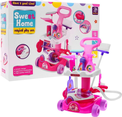 Lodër set pastrimi Sweet Home, 14 aksesore, me fshesë me korrent, rozë