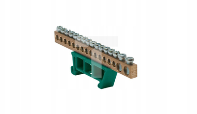 Terminal elektrik shirit, 14x10mm², 2x25mm², për shinë TH 35, jeshil