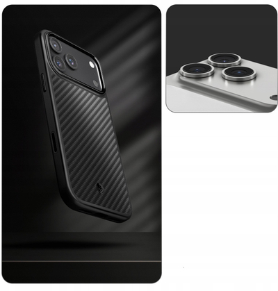 Kapak telefoni Spigen Enzo Aramid T MagSafe, për iPhone 17 Pro, fibrë aramid, i zi