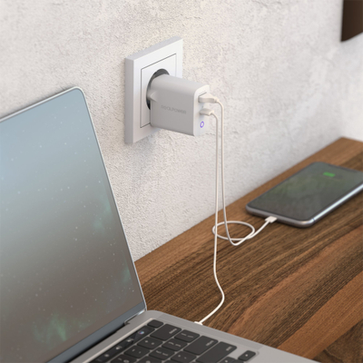 Karikues USB C RealPower PC-65, 65W, Power Delivery GaN, i bardhë