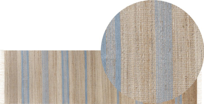 Tapet korridori TALPUR Jute Runner, 80 x 300 cm, bezhë dhe blu e çelët