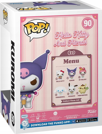 Figurë vinili Funko Pop Hello Kitty and Friends Kuromi with Dessert, 9.5cm, vjollcë e bardhë