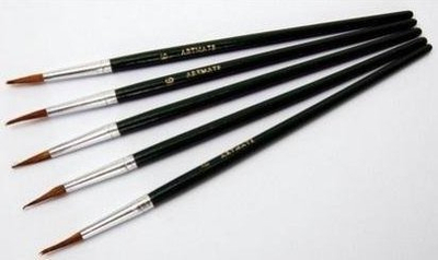 Set penelash të rrumbullakët Fandy No. 06, 12 copë, fijet natyrale, dorezë druri