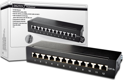 Patch panel Digitus DN-91612SD-EA, CAT 6A, 12 porta RJ45, i zi