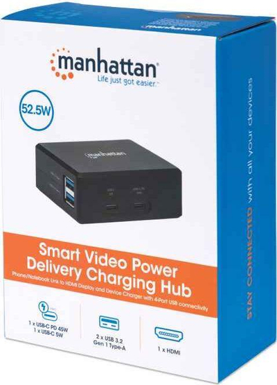 Stacion dokimi Manhattan Charging Hub 130554, USB-C, HDMI, gri