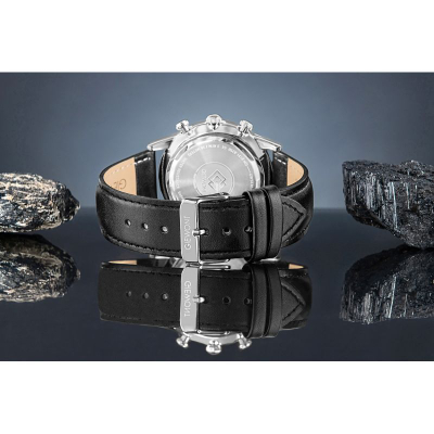 Ora burrash Giewont Chronograph Sapphire GW5630-A2, kronograf, xham safir, e zezë argjendi