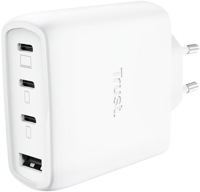Ѕиден полнач Trust Maxo 65W, 4 USB порти, GaN, бел