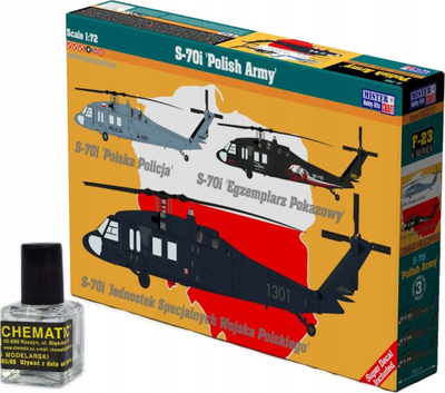 Сет модел хеликоптер MisterCraft S-70i Полска армија, размер 1:72, 101 дел, повеќебоен