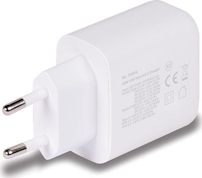 Karikues muri Lindy 73424, 30W, USB dhe USB C, i bardhë