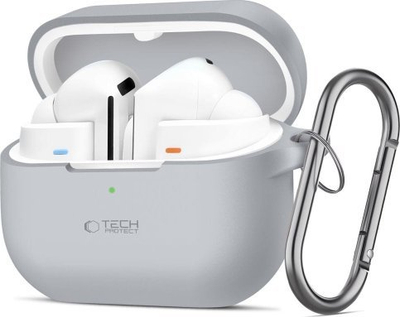 Mbulesë silikoni Tech-Protect Silicone Hook, Samsung Galaxy Buds 3 3 Pro, me karabinë, gri Crayon