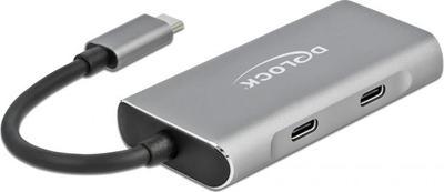 Hub USB DeLOCK Type-C, 4 porta, 10 Gbps, gri metalik