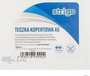Dosje plastike Strigo Envelope, A5, transparente