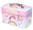 Кутија за козметика Adar Unicorn Rainbow, со рачка, со огледало, шарена