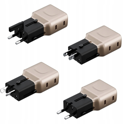 Полнач за ѕид Energea TravelGo Adapter 45, 2xUSB-C, 45W, златно-црна