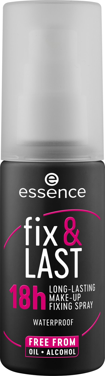 Sprej fiksim grimi Essence Fix &amp; Last 18h, i papërshkueshëm nga uji, pa vaj e pa alkool, 50 ml
