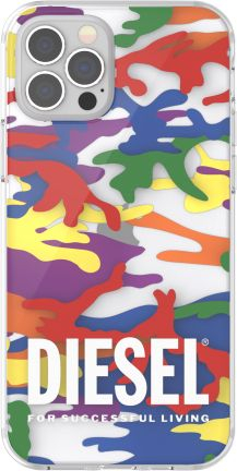 Mbrojtëse telefoni Diesel Clear Case Pride Camo AOP, për iPhone 12 12 Pro, e tejdukshme, me shumë ngjyra
