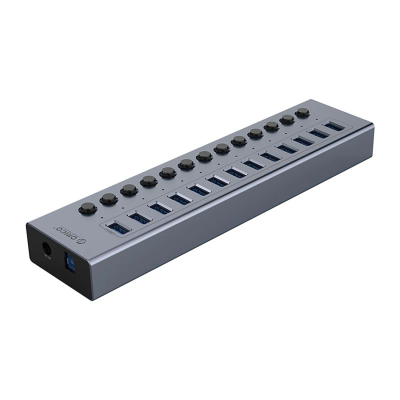 Hub USB Orico BT2U3-13AB, 13 porta USB 3.0, me çelësa më vete për çdo port, gri