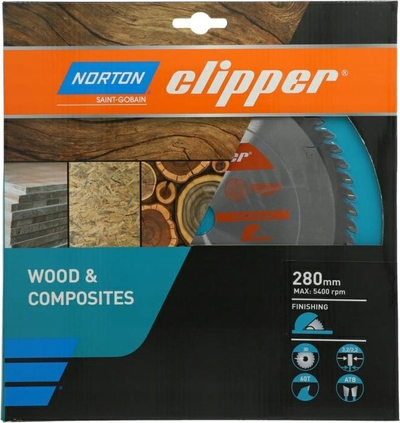 Кружно сечило NORTON Clipper WF.280.30.Z60.1, 280mm, 60T за дрво и композити, сребрено