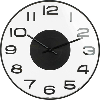 Orë muri Mica Henny, dizajn minimalist, mekanizëm i qetë, e zezë