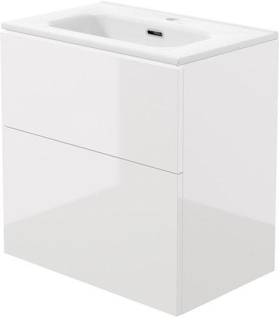 Set lavamani me dollap Tubo Prizma, 60 cm, 2 sirtarë, i bardhë