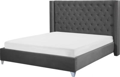Shtrat Beliani Lubbon Velvet, 180 x 200 cm, koka e lartë, gri