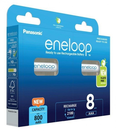 Bateri të rikarikueshme Panasonic Eneloop AAA, 800mAh, set 8 copë