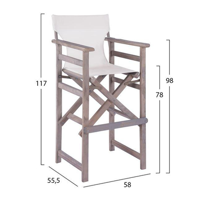 Stol bari Limnos + textilene HM10560.60, gri