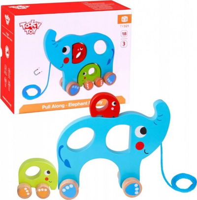 Lodër elefant Tooky Toy, shumëngjyrëshe