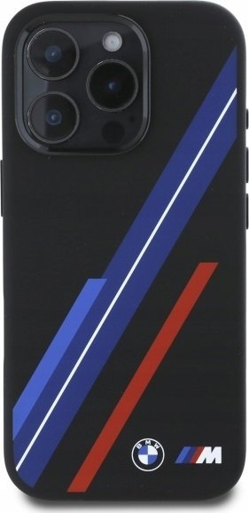 Kapak telefoni BMW Silicone Random Lines për iPhone 16 Pro Max, MagSafe, i zi