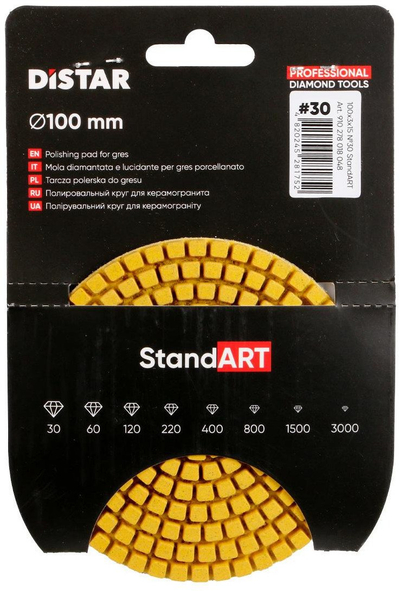 Disk diamanti fleksibël Distar Standard No.30, 100mm, hook and loop