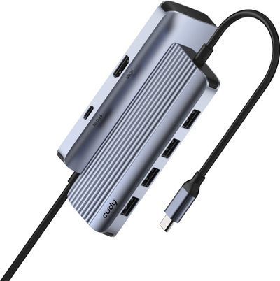 HUB USB Cudy 6 në 1, HDMI 4K, Power Delivery 100W, gri