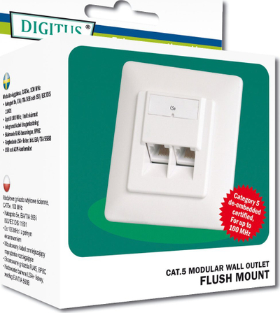 Prizë muri rrjeti Digitus DN-9001-N, CAT 5e, e mbrojtur