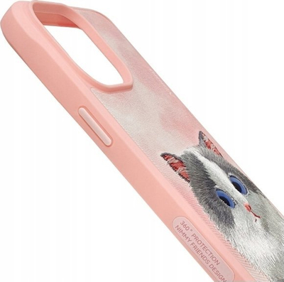 Maskë telefoni Nimmy Big Eyed Pet 2.0 Cat për iPhone 15 Pro Max 6.7", mbrojtje e plotë, rozë