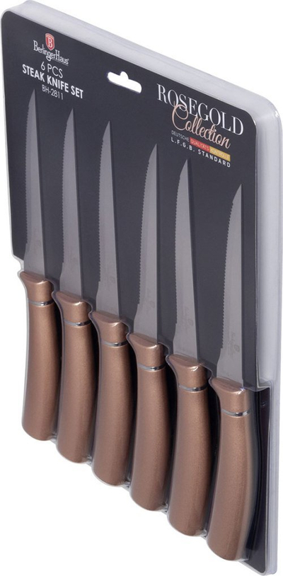 Set thikash bifteku Berlinger Haus Rosegold Metallic Line BH-2811, 6 copë, çelik inox, rozë e artë