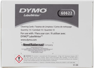 Karta pastruese Dymo Cleaning Cards, set me 10 copë, për printer etiketash