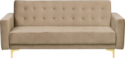 Divan krevati Beliani Aberdeen, 3 vende, kadife, bezhë rëre