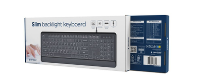 Тастатура Gembird KB UML 04, USB A+C, со осветлување, црна