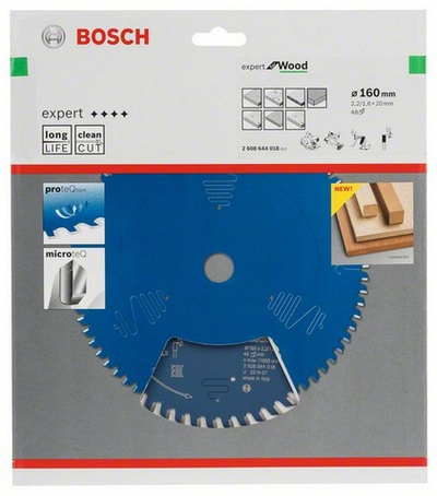 Fletë rrethore për dru Bosch Expert 2608644018, 160 mm, 48 dhëmbë, ngjyrë argjendtë