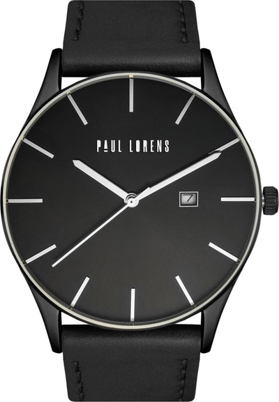 Orë dore Paul Lorens PL7028A2-1A5, për burra, çelik inox, e zezë