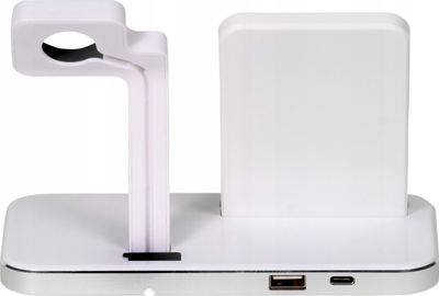 Karikues wireless Vivanco 2 në 1, 10W, me mbajtëse për Apple Watch, i bardhë