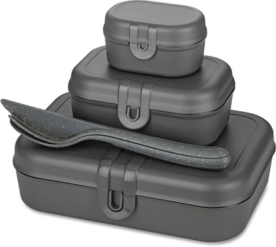 Set lunchbox Koziol Pascal Ready, 3 copë, me takëme, gri