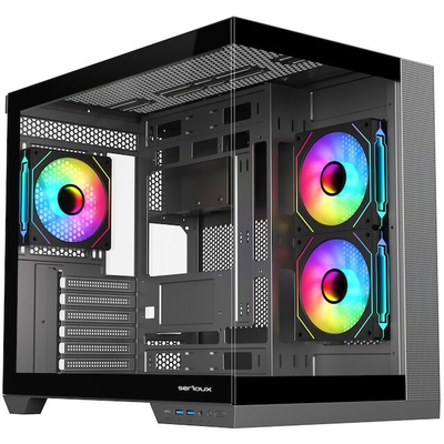 Kutia PC Serioux SHADOW, Middle Tower ATX, xham i temperuar, e zezë
