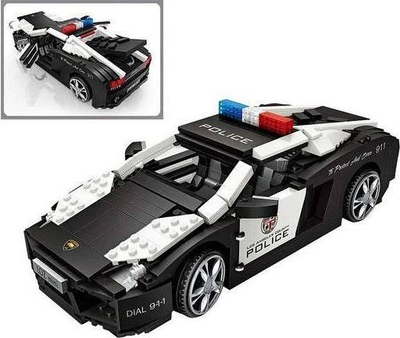 Set konstruktues LOZ Police Car, për fëmijë, makinë policie, shumëngjyrëshe