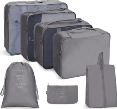 Set udhëtimi Ecarla Travel Set, 7 çanta kozmetike organizuese, shumëngjyrëshe