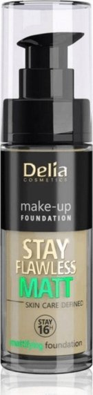 Fondatinë Delia Cosmetics Skin Care Defined Stay Flawless Matt, efekt mat, 30ml