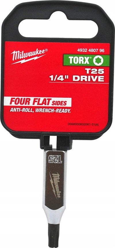 Bit Torx Milwaukee 4932480796 T25, drive 1/4", metalik
