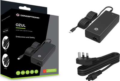 Karikues desktop LevelOne Conceptronic OZUL03BUK, 100W GaN, USB PD, me prizë UK