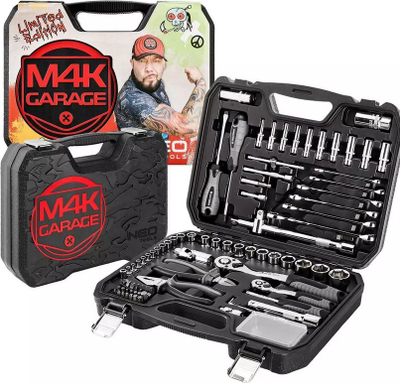 Set veglash Neo Tools M4K Garage, 90 pjesë, Limited Edition, i zi