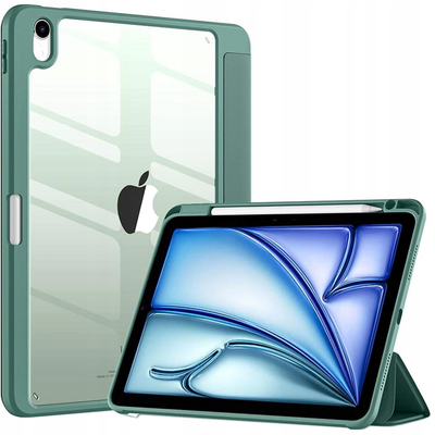 Futrollë mbrojtëse për tablet iPad Air 11 Gen 6 2024, Hard Crystal, me sleep wake, jeshile
