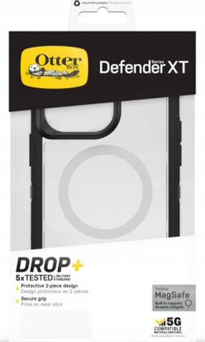 Kapak telefoni OtterBox Defender XT për iPhone 14 Pro Max, MagSafe, i tejdukshëm me kornizë të zezë